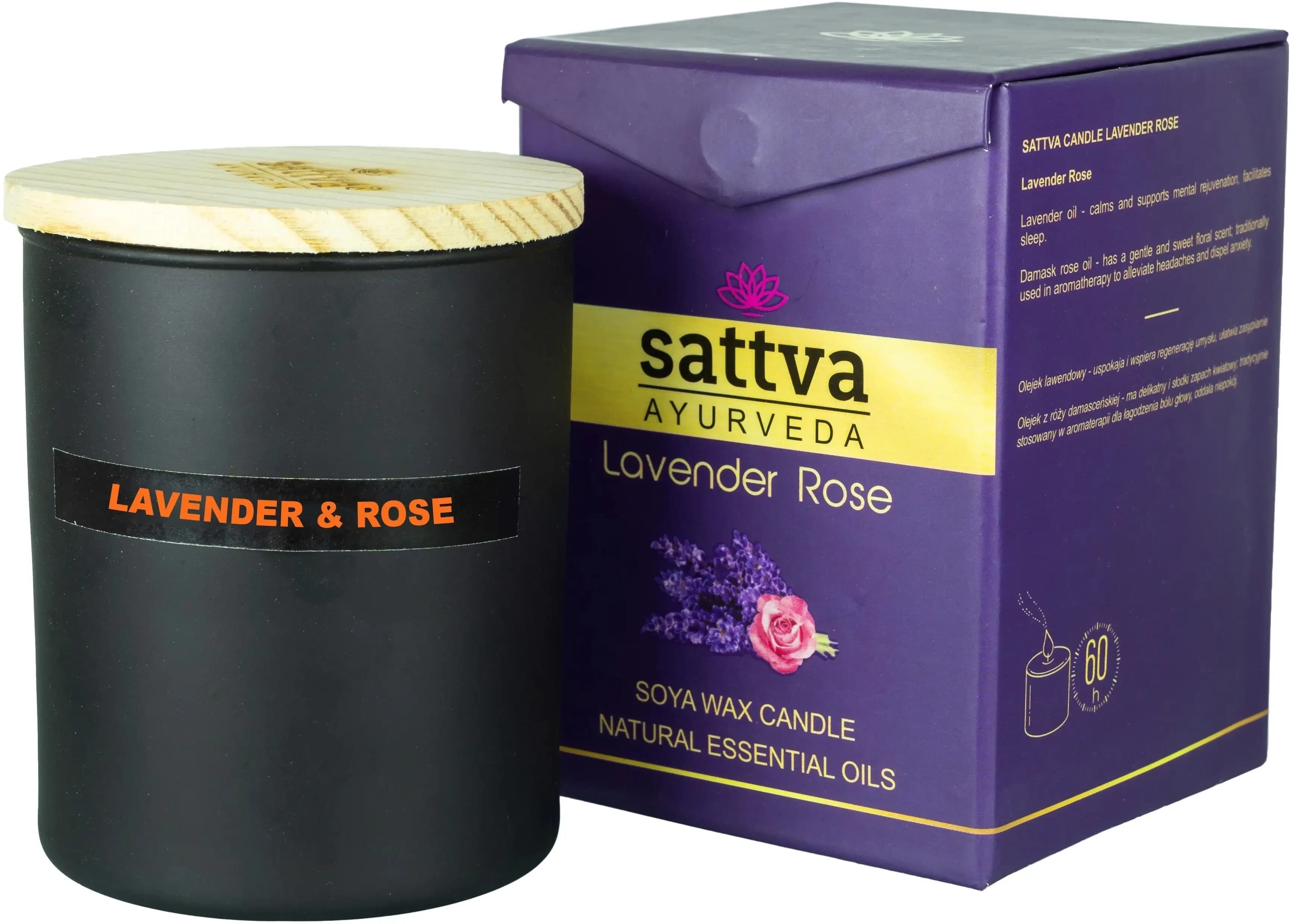 Sattva Kerze Soja Kerze Lavendel und Indische Rose 200ml