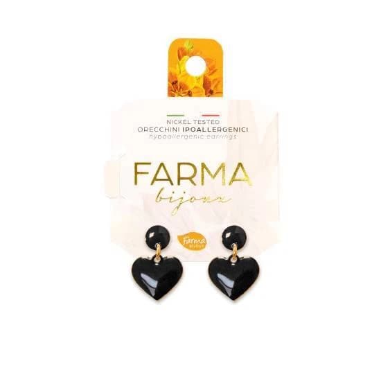 FARMA BIJOUX Hypoallergene Ohrringe Anhänger Schwarz Herzen 20,0mm