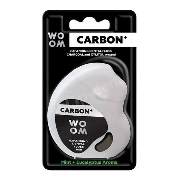 WOOM Carbon+, aufquellende Zahnseide mit Aktivkohle, 30 m