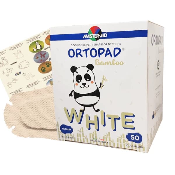 Master Aid | Ortopad Medium Augenklappen für Kinder bei Schielen, weiß (7,6 x 5,4 cm) | 50 Stück