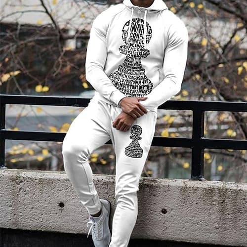 Herren Grafik Löwe Mit Tiermuster 2St 3D Sweatshirt-Sets Trainingsanzug Kapuzenshirts Langarm Lange Hosen Mit Kapuze Streetwear Sportbekleidung Basic