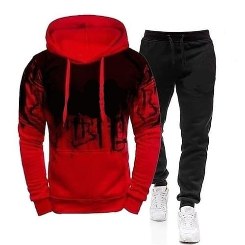 Herren Grafik Buchstabe 2St 3D Sweatshirt-Sets Trainingsanzug Kapuzenshirts Langarm Lange Hosen Mit Kapuze Streetwear Sportbekleidung Basic Sport