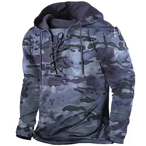 Herren Tarnung Grafikdrucke Kapuzensweatshirt Kapuzenshirts Pullover Streetwear Designer Basic Lässig Große Größen Langarm Mit Kapuze Täglich