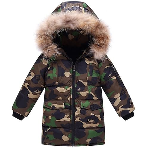 Baby Jungen Daune Oberbekleidung Feste Farbe Langarm Zip Mantel bezaubernd Täglich Schwarz Armeegrün Winter Herbst 3-7 Jahre