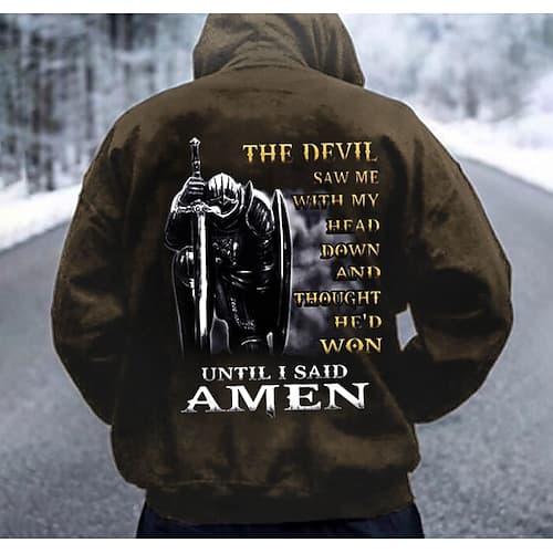 Herren Tempelritter Grafikdrucke Kapuzensweatshirt Kapuzenshirts Pullover Streetwear Designer Lässig Große Größen Langarm Mit Kapuze Täglich