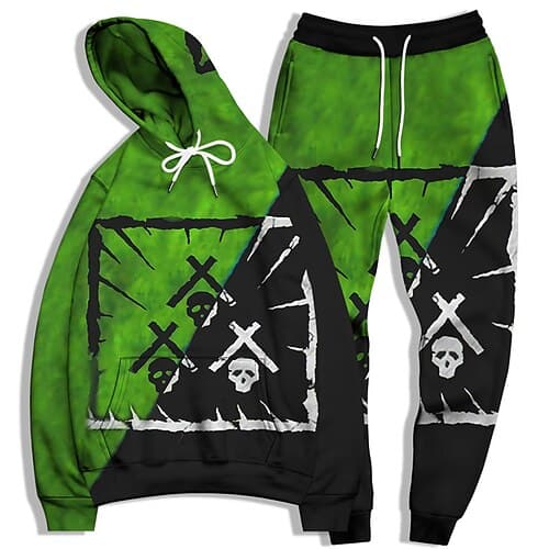 Herren Grafik Grimasse 2St 3D Sweatshirt-Sets Trainingsanzug Kapuzenshirts Langarm Lange Hosen Mit Kapuze Streetwear Basic Lässig Sport Outdoor
