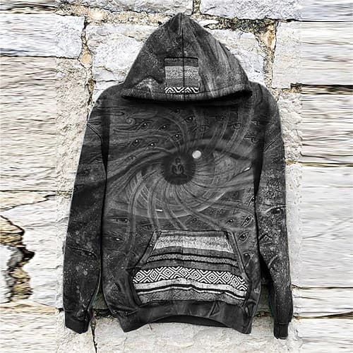 Herren Abstrakt Grafikdrucke Auge Kapuzensweatshirt Kapuzenshirts Pullover Streetwear Designer Basic Lässig Langarm Mit Kapuze Täglich Sport Schwarz