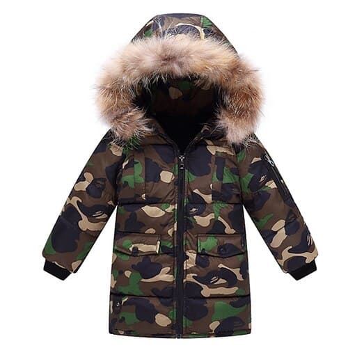 kinderkleidung Jungen Daune Oberbekleidung Feste Farbe camuflaje Langarm Mantel Outdoor Cool Täglich Schwarz Tarnung Herbst Winter 7-13 Jahre