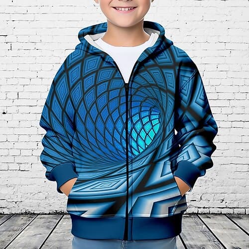 Jungen 3D Graphic Kapuzenshirt Mantel Oberbekleidung Langarm 3D-Druck Herbst Winter Modisch Strassenmode Cool Polyester kinderkleidung 3-12 Jahre