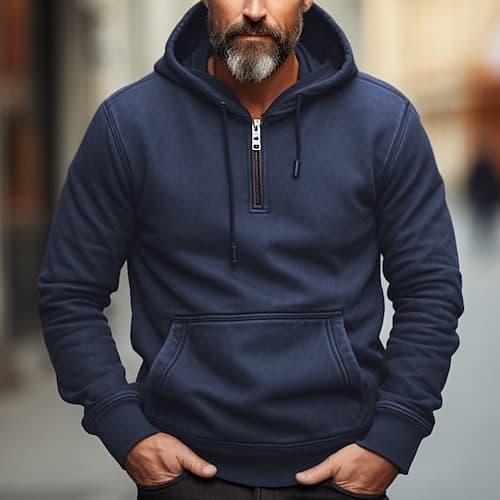 Herren Kapuzensweatshirt Viertelreißverschluss Kapuzensweatshirt Schwarz Armeegrün Marineblau Braun Mit Kapuze Einfach Tasche Sport Outdoor Täglich