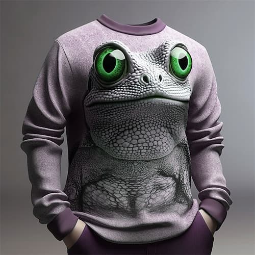 Herren Grafik Frosch Sweatshirts Golf-Pullover Langarm Sweatshirt Rundhalsausschnitt Mode Täglich Lässig 3D-Druck Streetwear Urlaub Ferien Druck