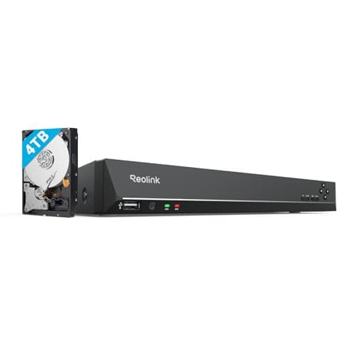 Reolink 16CH PoE NVR Überwachungssystem Rekorder mit 4TB HDD, RLN16-410 | PoE Video Rekorder mit 4TB Festplatte für Haus, Innen, Aussen Sicherheit.
