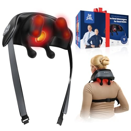 BOB AND BRAD 4D Shiatsu Nackenmassagegerät mit Wärme, Kabelloses & Elektrisch Massagegerät für Nacken, Schultern, 2 Massage- & Temperatur-Stufen,
