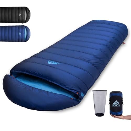 Ultraleichter Daunenschlafsack (680FP) – Kompaktes Packmaß – 3 Jahreszeiten Schlafsack für Erwachsene zum Trekking, Camping & Bikepacking –