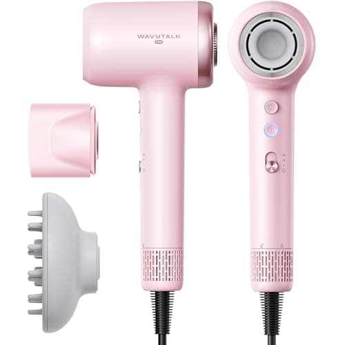 Wavytalk Ionen Föhn mit Diffusor, 110k U/min, Temp.-Regelung, Leicht, Leise | TURBLOW PRO Schnelles Trocknen, 23 m/s, 3 Stufen, 4 Temperaturstufen,