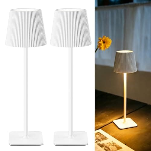 Kabellose LED Tischlampe Akku Tischleuchte Weiß VELA TL02 | IP54, 5200mAh, USB-C aufladbar, 8-10h Lange Laufzeit, 3000K/4500K/6000K, Touch Dimmbar,