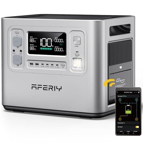 AFERIY 2400W2048Wh Tragbare Powerstation, 1,5Std Schnellladung, für Camping | Silber Solargenerator, 13 Ausgänge, <10ms USV, mit APP, BMS, Reine