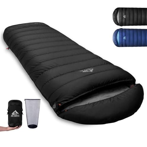 Ultraleichter Daunenschlafsack (680FP) – Kompaktes Packmaß – 3 Jahreszeiten Schlafsack für Erwachsene zum Trekking, Camping & Bikepacking –