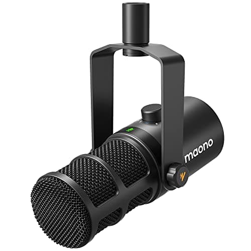 MAONO Dynamisches Mikrofon, USB/XLR-Podcast-PC-Mikrofon mit Software, EQ, Tap-to-Mute, Gain-Regler und Lautstärkeregler, Studiomikrofon für