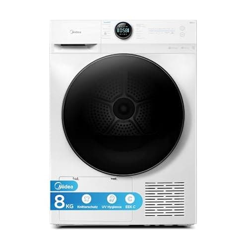 Midea Wärmepumpentrockner 8 kg Energieklasse C Fernsteuerung MD20EH80WB-A3 | BLDC Inverter Motor, UV Hygience, Knitterschutz, Sanfte Pflege, Auto