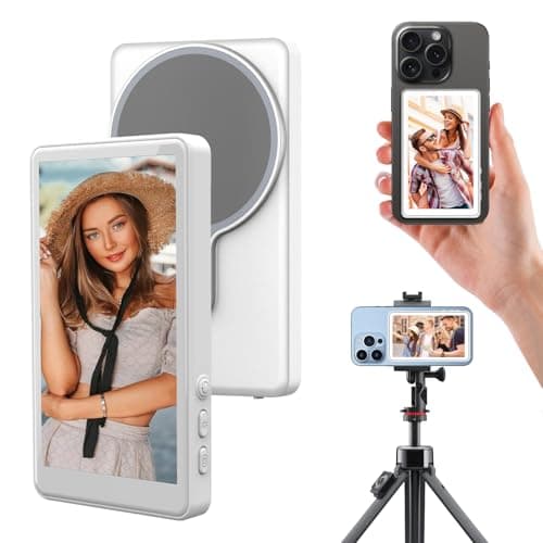 iPhone Android 4K Selfie-Bildschirm mit Fernbedienung, Magnetisches drahtloses HD-Monitor für Rückkamera-Videoaufnahme und Live-Stream TikTok
