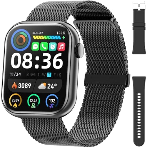 Hwagol Smartwatch Damen Herren, 1.85" Zoll Touchscreen Smart Watch mit Bluetooth Anrufe, Uhr Damen Herren mit 140+ Sportmodi SpO2 Pulsuhr