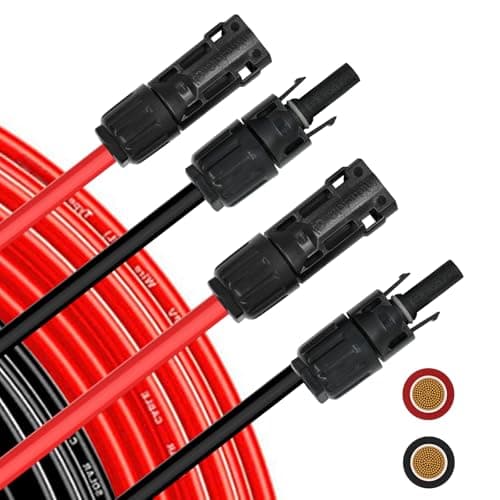 Solarkabel Verlängerung 10mm² 6m 8AWG Flexibel PV Solar Kabel, 1500V Solarpanel Verlängerungskabel mit Wasserdichtem IP67 Photovoltaik Kabel