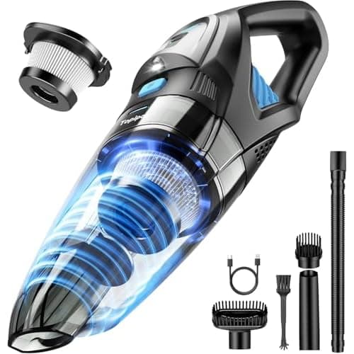 Topipop Handstaubsauger Akku Kabelloser Handheld Vacuum Cleaner | 25000Pa Starke Saugkraft mit HEPA-Filter & Aufsätzen–Leichter Autostaubsauger