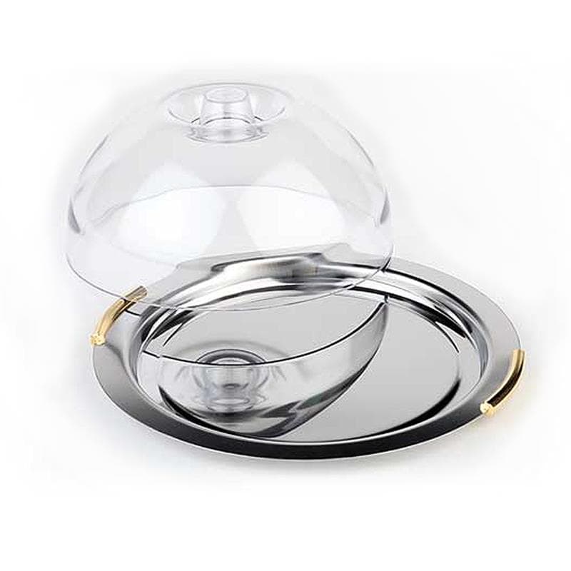 Tablett -FINESSE- mit Haube, Edelstahl, rund