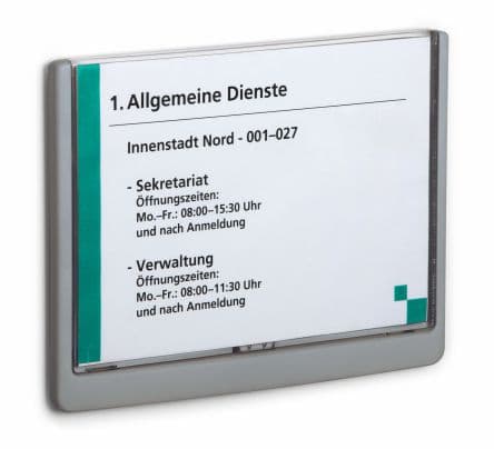 Durable Schaukasten zur Wandmontage A5 Typ Schaukasten B. 210mm H. 148.5 mm Grau