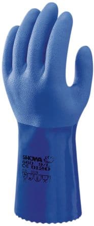 Showa 660 Arbeitshandschuhe Größe 8 Baumwollflocke Baumwolle Blau Polyvinylchlorid 2