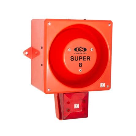 Clifford & Snell YL80 Hi Vis LED, Dauer, Filament/Warnsummer-Licht Beacon-Sounder-Kombination 115V ac Rot IP66 Wand,