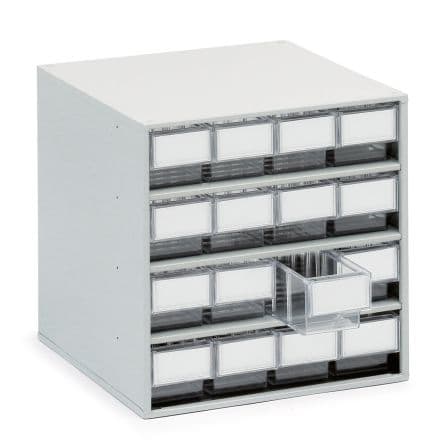 Treston 16 Kunststoff Schubladenmagazin Klar, 395 mm x 400mm x 400 mm