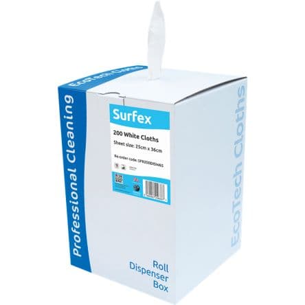 EcoTech Surfex Trocken Industrieausführung, Weiß Rahmenklemme, 25 x 36 cm, 200 pro Paket Tücher pro Packung