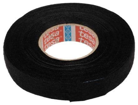 Tesa 51608 Polyethylenterephthalat PET-Vlies Kabelbaumklebeband Schwarz, Stärke 280 μm x 15mm x 15 m, 15 °C bis 105 °C