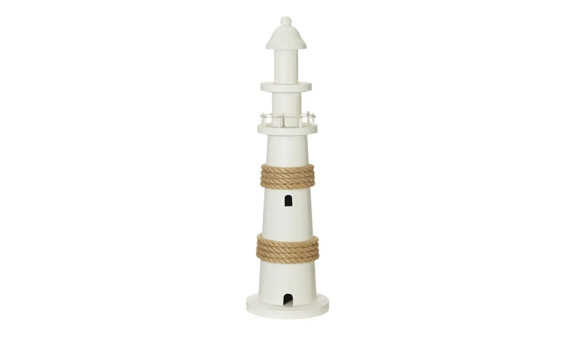 Leuchtturm   ¦ weiß ¦ Massivholz,Naturfaser ¦ Maße (cm): H: 42  Ø: 10.5 Dekoration > Dekoartikel - Sconto