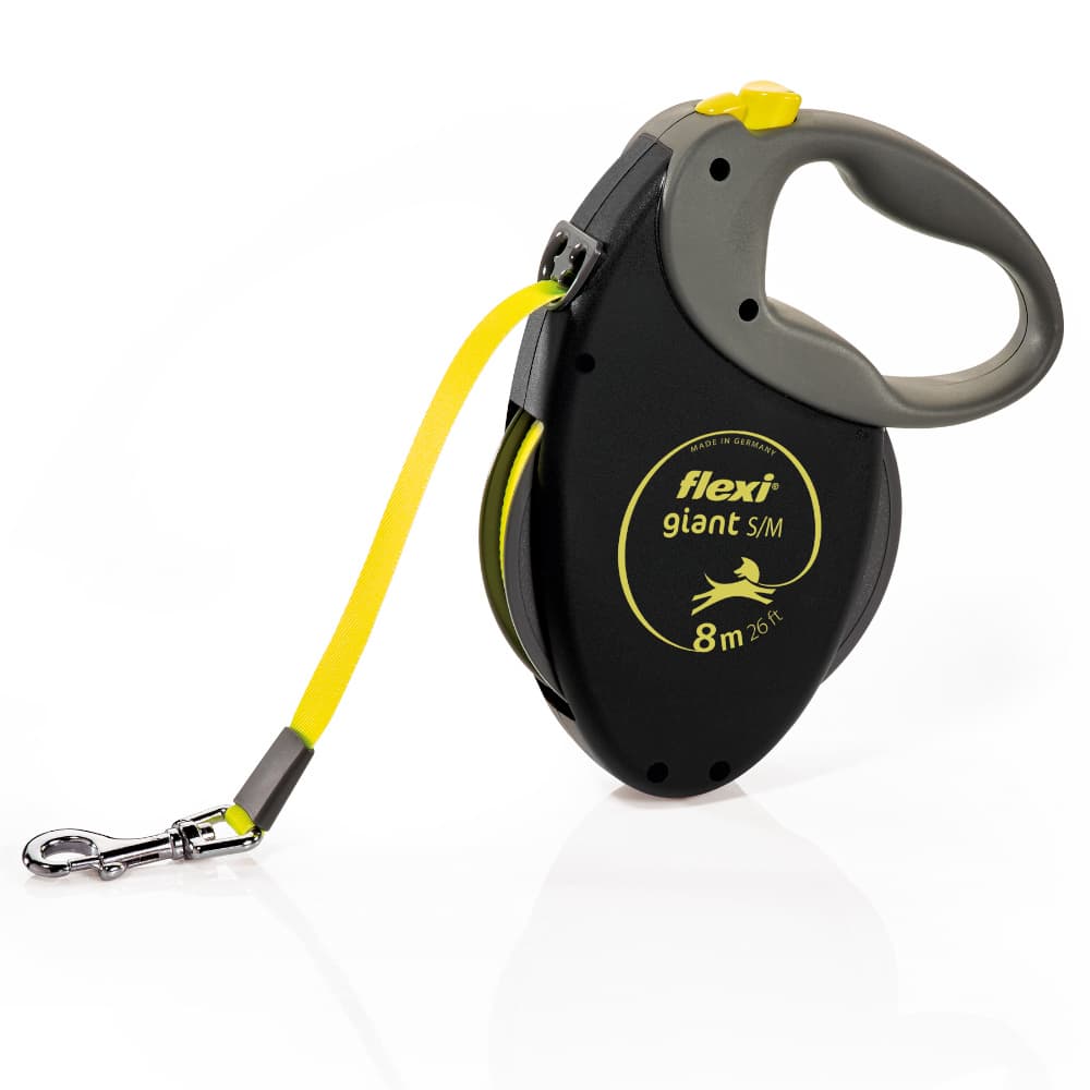 flexi Leine GIANT S/M 8 m, schwarz/neongelb - Leine: 8 m lang