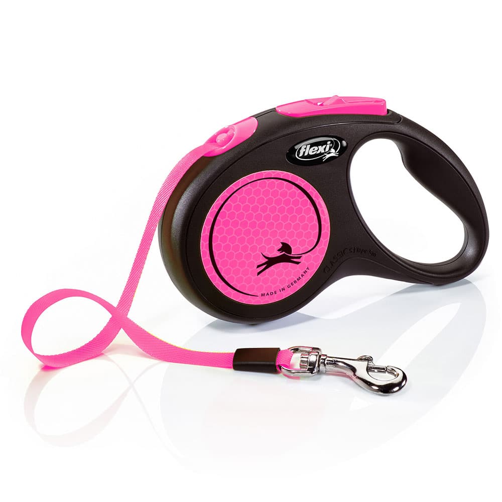 flexi New Neon Gurt-Leine pink, 5 m - Größe M: bis 25 kg
