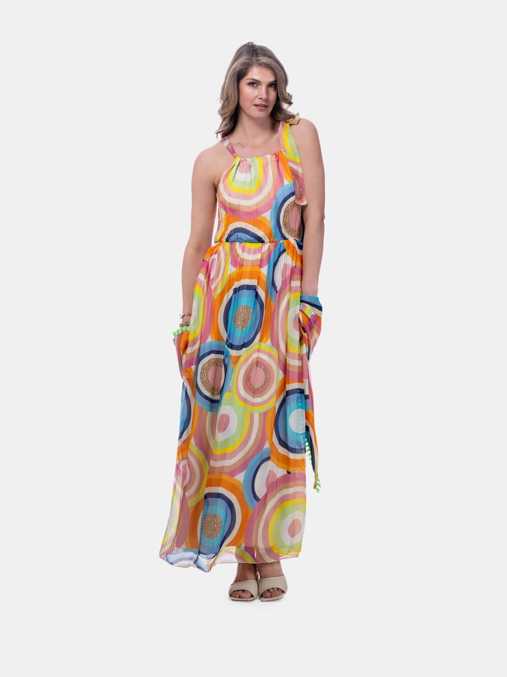 Mucho Gusto MUCHO GUSTO® Kleid Cadiz Bunter Kreisdruck