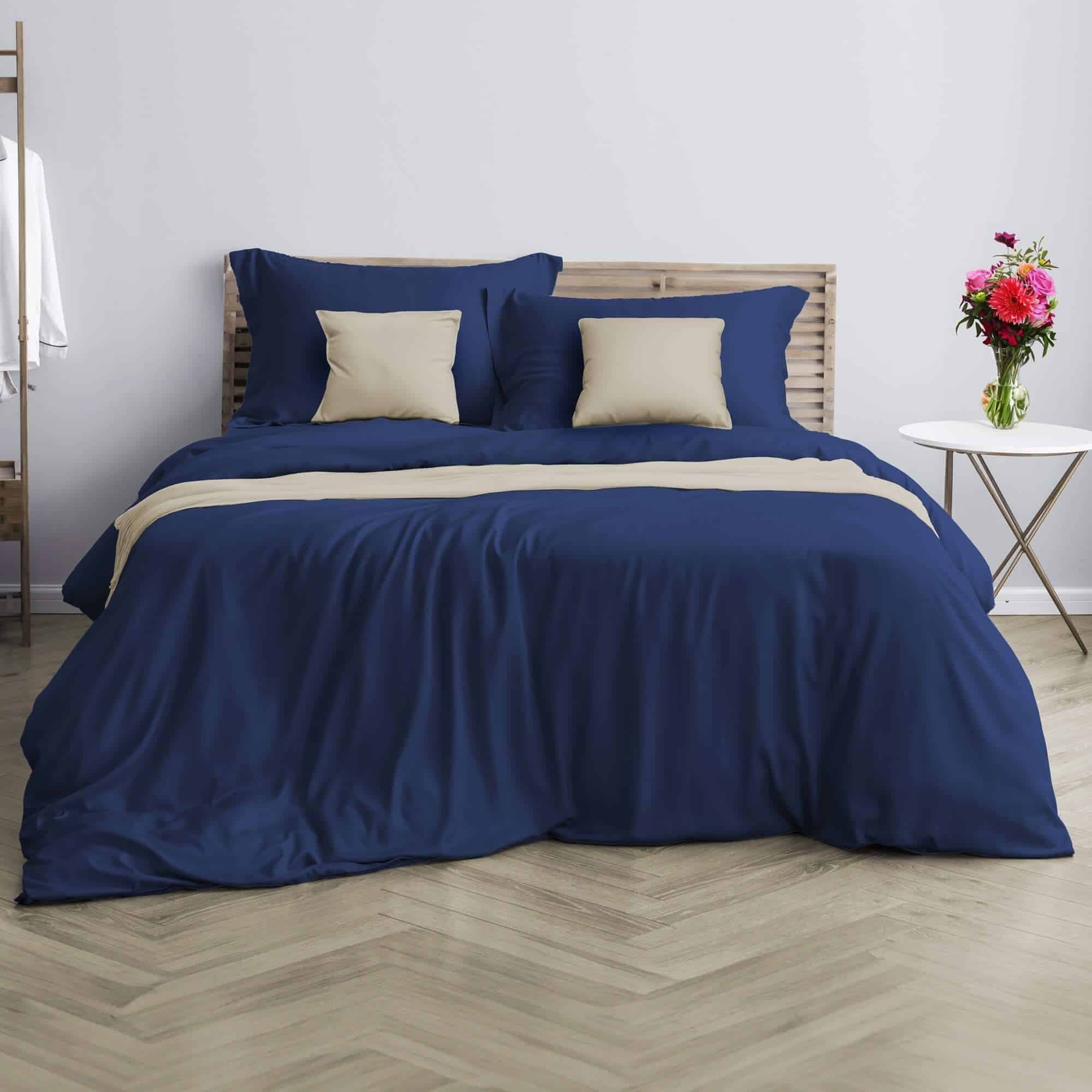 Allergiker Bettwäsche - Bettbezug / Kissenbezug - Kinderbettwäscheset 40x60 + 100x135 – Navyblau