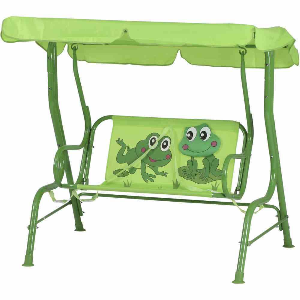 Froggy Kinderschaukel Gestell Stahl grün, Fläche 100% Polyester grün, 75x115x118 cm