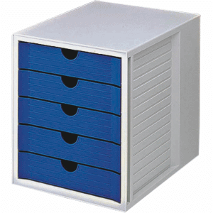Bürobox A4 5 Schübe grau-blau