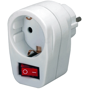 Adapterstecker Schutzkontakt mit Schalter