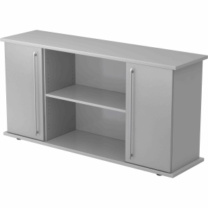 Sideboard SB 2OH 2 Türen BxTxH 166,1x44,8x84cm Griff RE Grau Silber