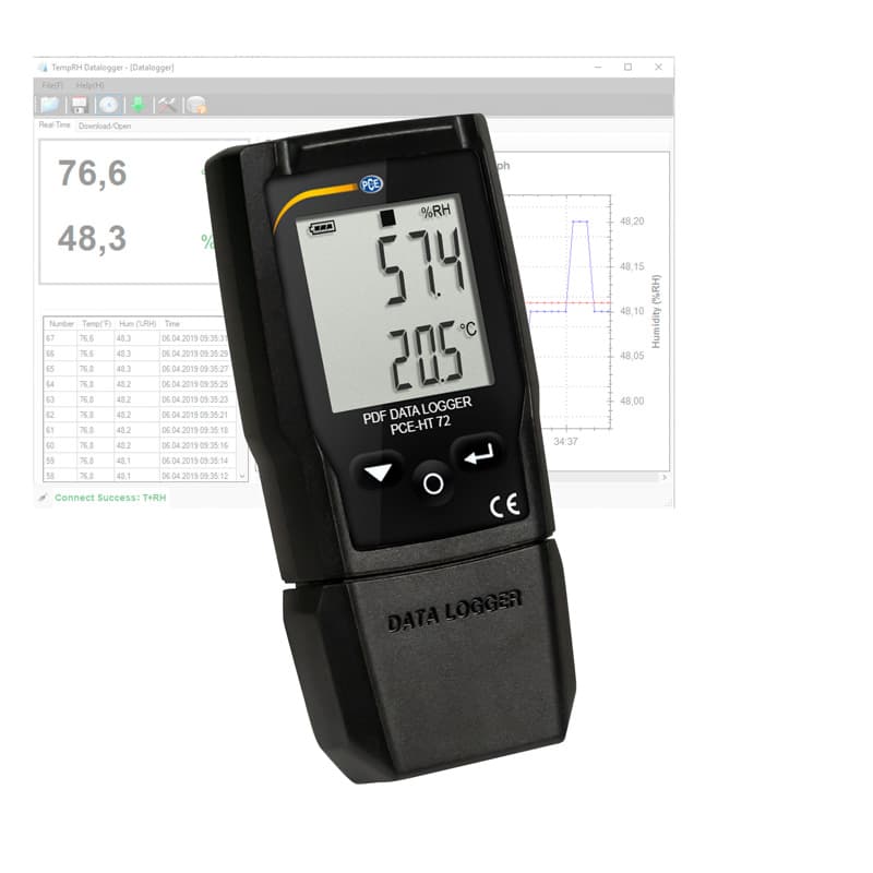 PCE Instruments PCE-HT 72 PDF-Datenlogger 0% rF..100% rF ±0,1% rF|Mess Speich. 2s bis 24h|20010 Messwerte|MB -30..60 °C