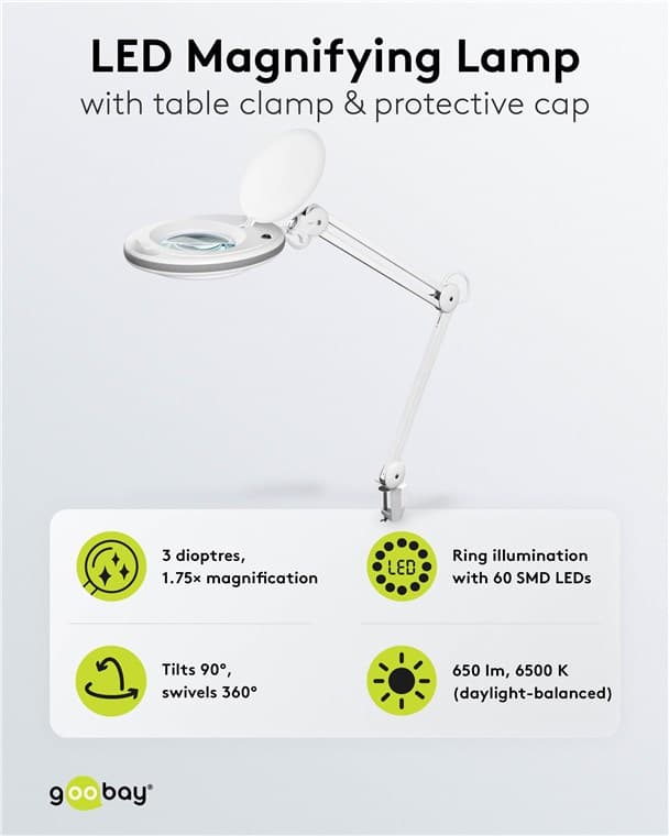 LED-Klemm-Lupenleuchte, 8 W, weiß