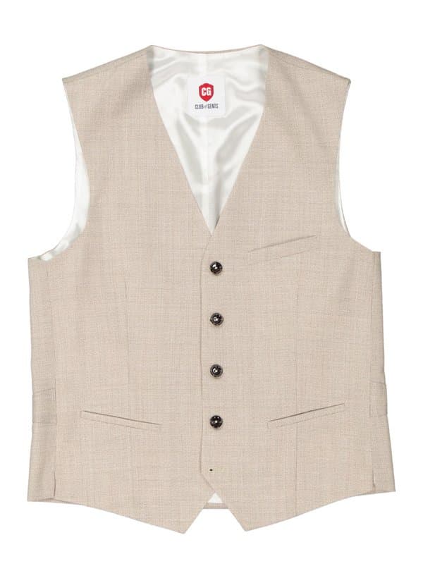 CG Herren Weste beige Schurwolle meliert Slim Fit
