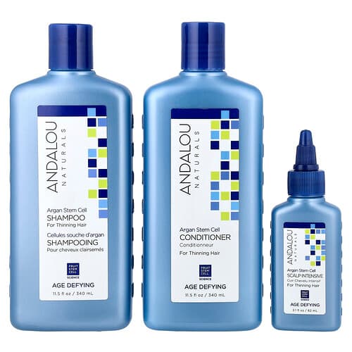 Andalou Naturals, Arganien Stammzellen, System für dünner werdendes Haar, Anti-Aging, 3-teiliger Kit