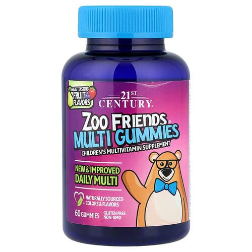 21st Century, Zoo Friends, Multi-Fruchtgummis, Frucht, 60 Fruchtgummis