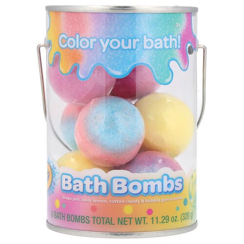 Crayola, Bath Bombs, 3+, Badebomben, Traubenmarmelade, Laser-Zitrone, Duft nach Zuckerwatte und Kaugummi, 8 Badebomben, 320 g (11,29 oz.)